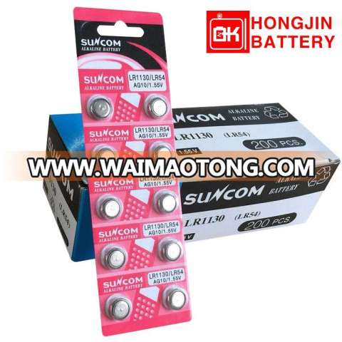 AG10 button battery LR54 / lr1130/1.55 v electronic high-capacity watch battery wholesale